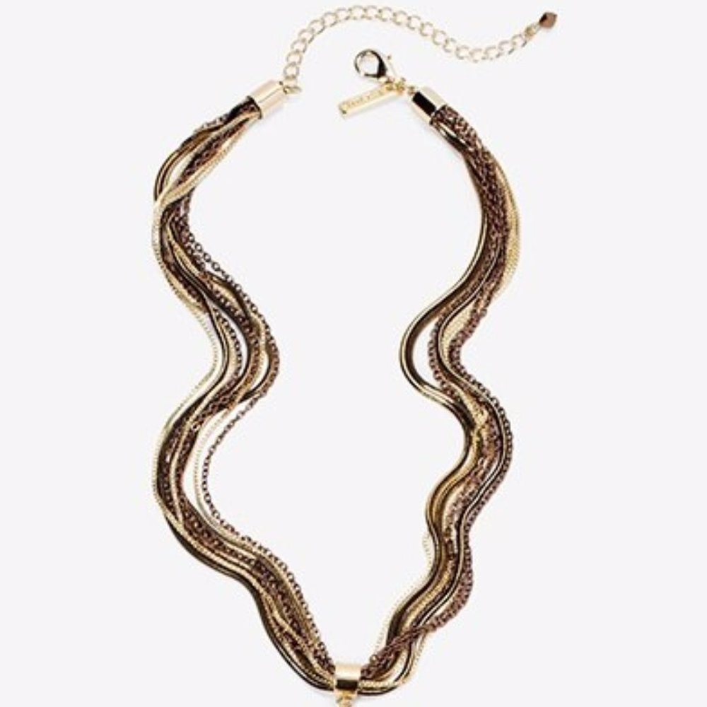 WHITE HOUSE BLACK MARKET WHBM SNAKE CHAIN TASSLE NECKLACE - Picture 4 of 10